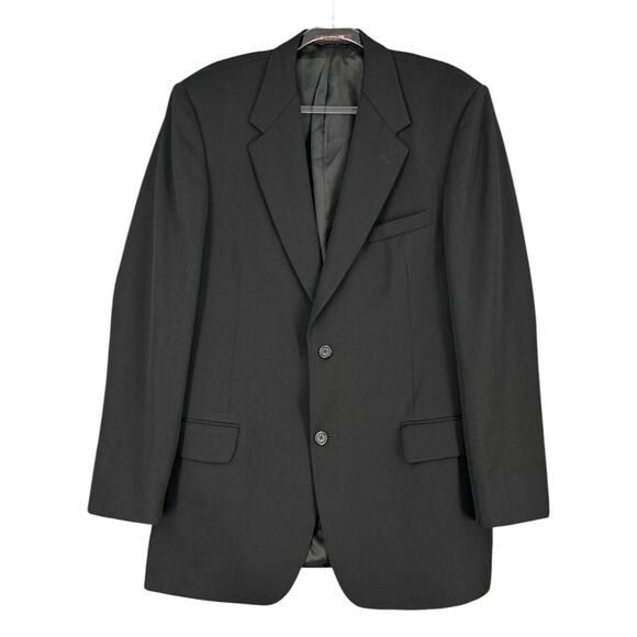 Evan Picone Black Two Button Closure Notched Lapels Flap Pockets Blazer 41L - Picture 1 of 11